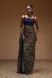 Navy Blue Georgette Digital Printed Sequence Pre-Draped Saree image number 5