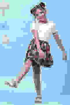 Black Rayon Flared Printed Skirt image number 0