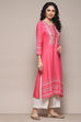 Pink Rayon flax Relaxed Kurta Palazzo Suit Set image number 5