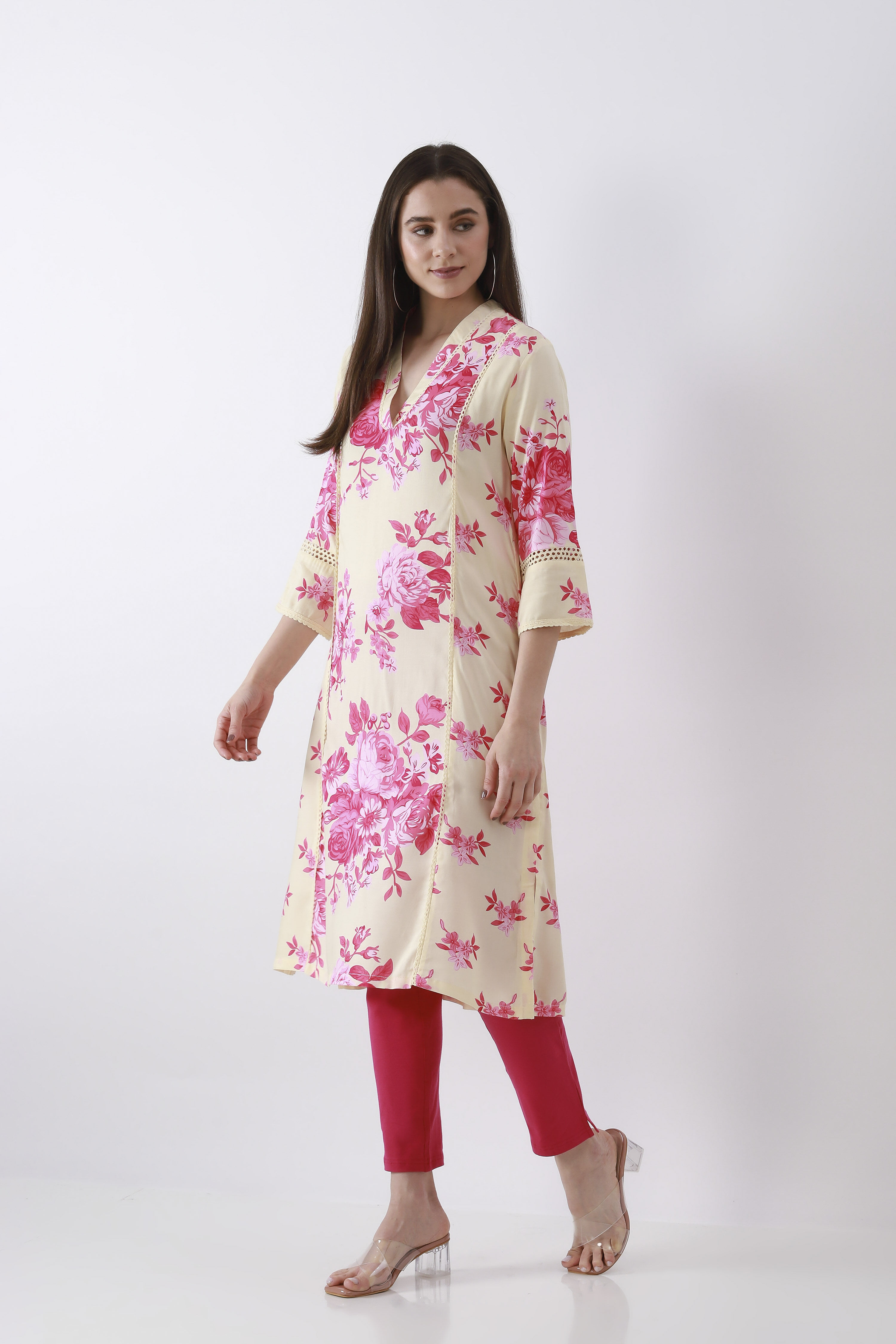 Navy Blue Solid Cotton Lycra Straight Pants image number 0