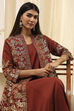 Earthy Brown Printed Layered Cape Dress image number 1