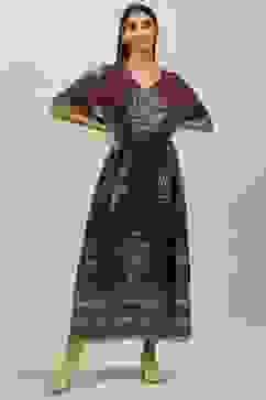 Maroon Cotton Printed Nightwear image number 0