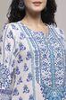 White and Blue Cotton Printed Straight Suit Set image number 1