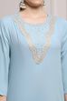 Blue Cotton Solid Straight Kurta image number 1
