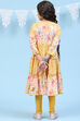 Yellow Rayon Flared Printed Kurta Set image number 4