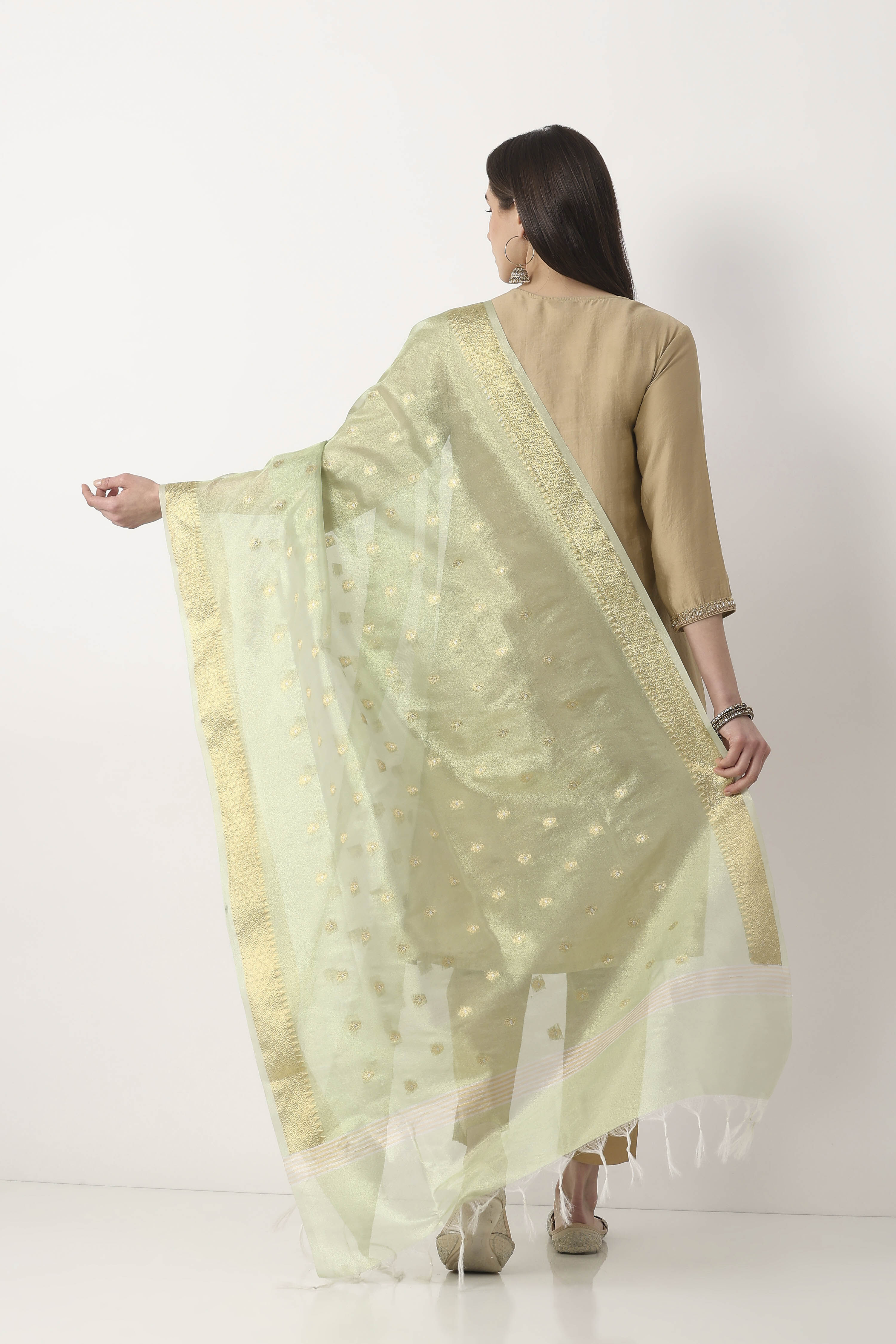 Mint Green Art Silk Dupatta image number 2