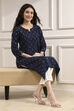 Indigo Blue Cotton Ikat Straight Kurta