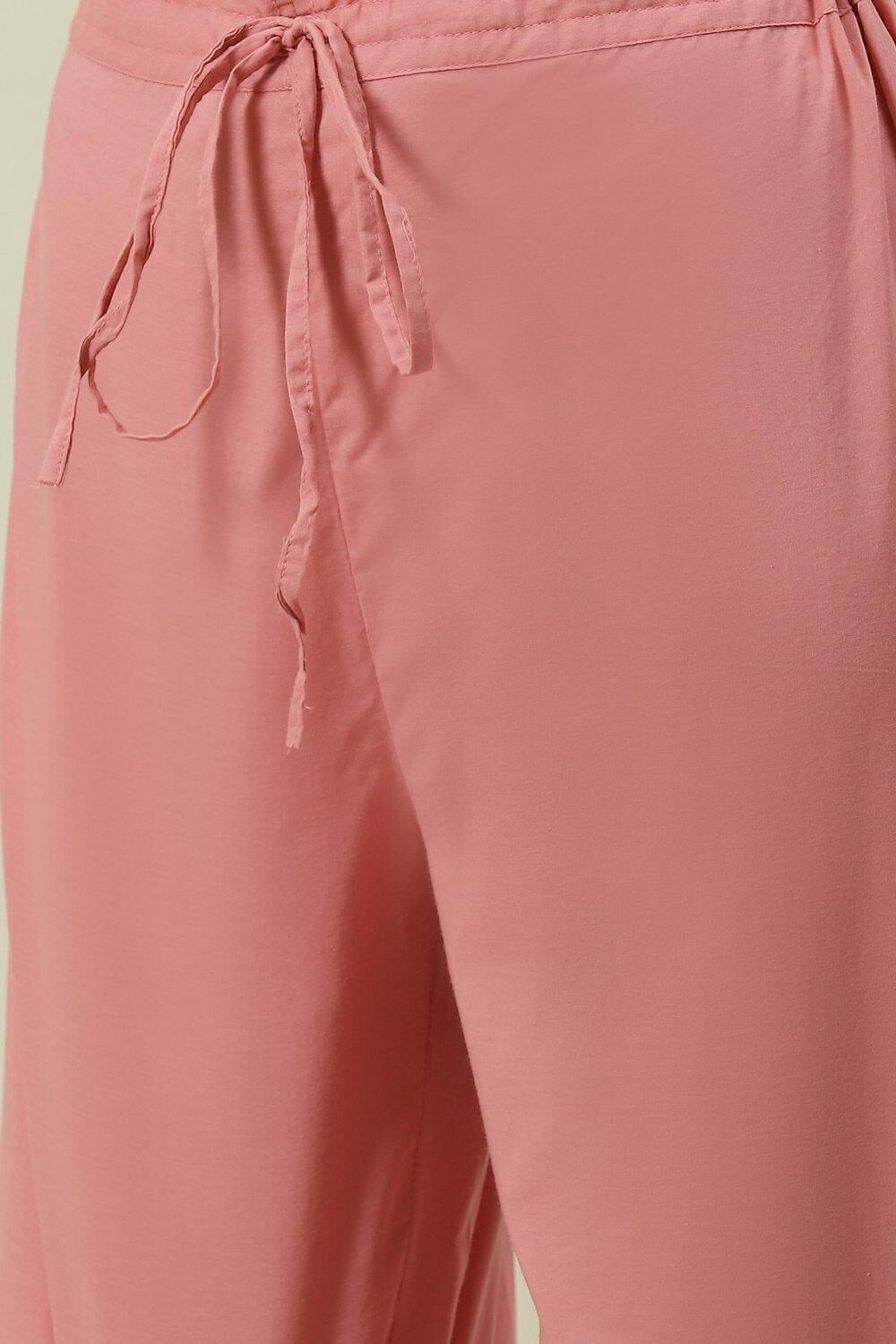 Dusky Pink Printed Straight Kurta Palazzo Suit Set image number 2