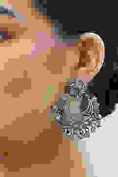 Oxidised Brass Earrings image number 1