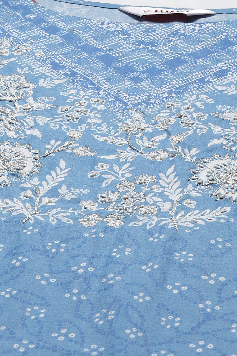 Blue Cotton Straight Kurta Palazzo Suit Set image number 1