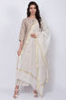 Ivory Metallic Cotton Yarndyed Dupatta image number 0