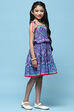 Blue Mosaic Printed Cotton Shoulder Tie Up Dress image number 4