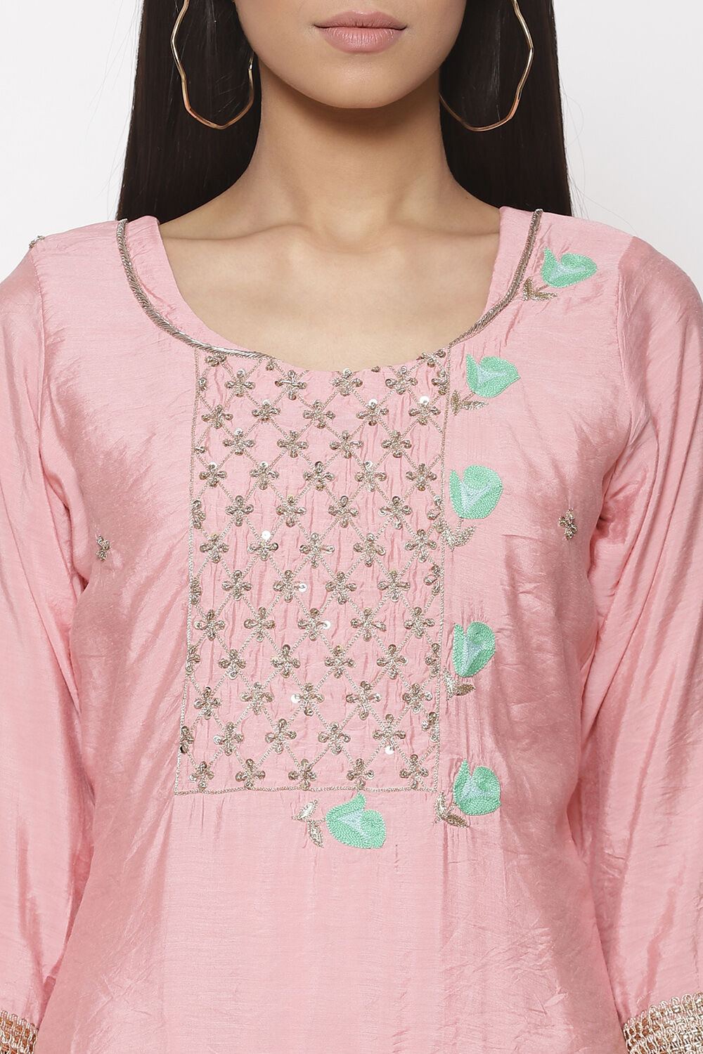 Off White Chanderi Unstitched Suit Set image number 1