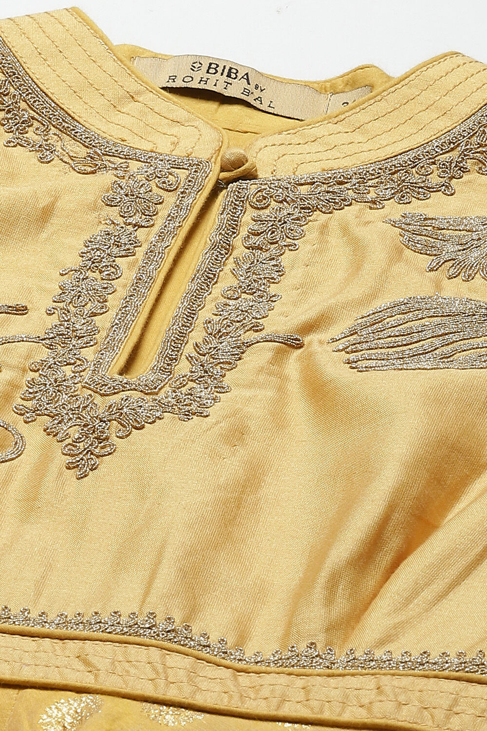 Yellow Cotton Silk Anarkali Yarndyed Suit Set image number 1