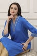 Blue Viscose Rayon Straight Kurta image number 6