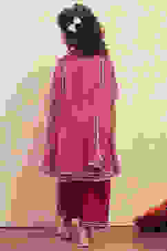 Pink Yarn Dyed Angrakha Anarkali Suit Set image number 4