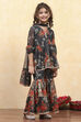 Black Polyester Printed Peplum Sharara Suit Set image number 5