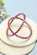 Pink & Orange Metal And Beads Bangles image number 0