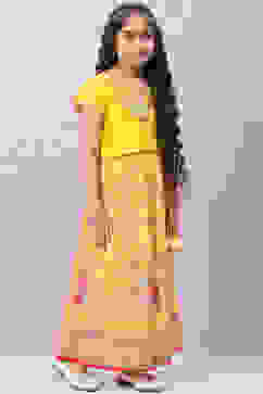 Yellow Art Silk Lehenga Set image number 5