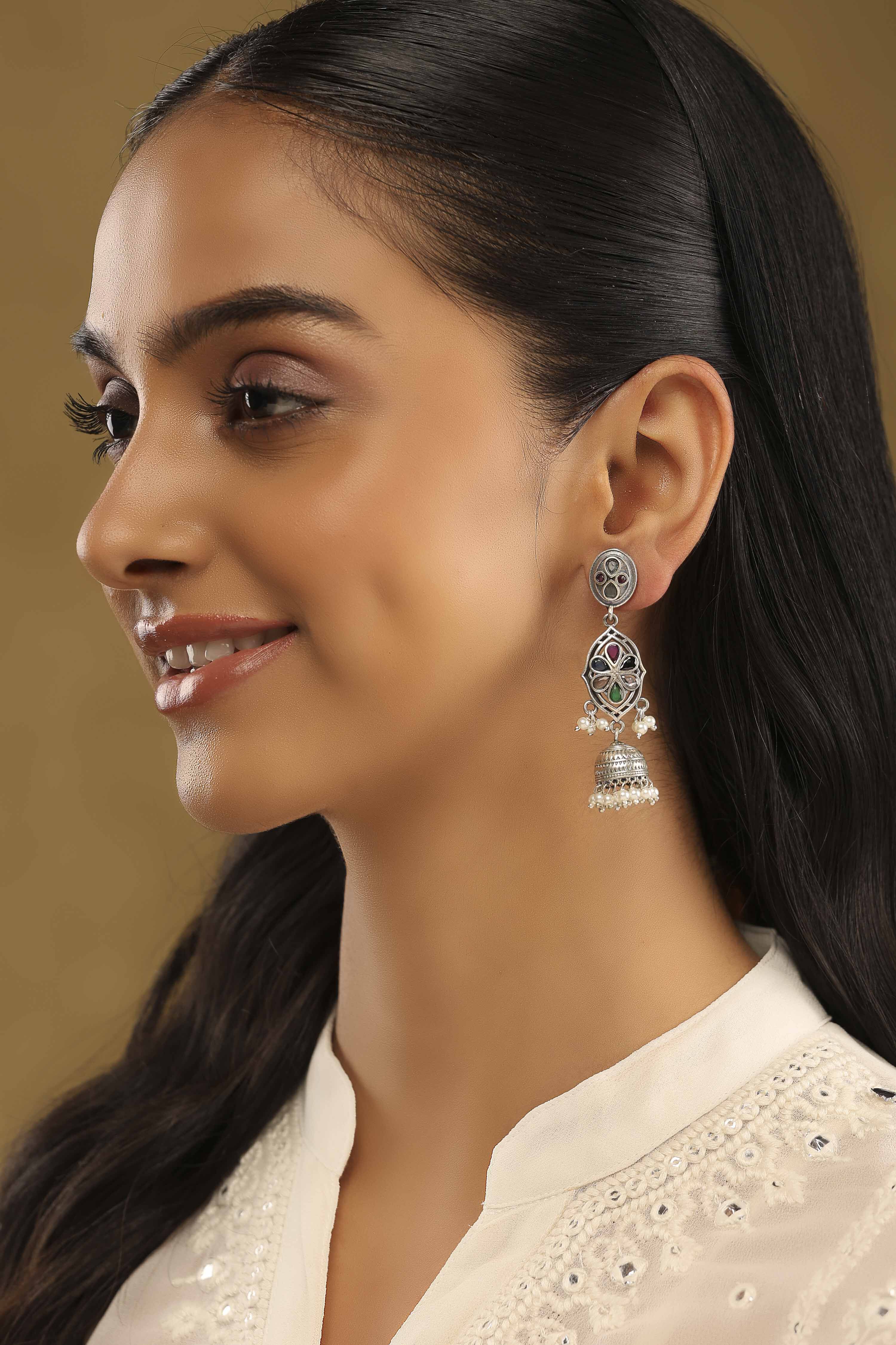 Multicolor Brass Jhumka image number 3