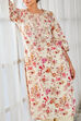 Beige & Pink Cotton Floral Printed Straight Kurta image number 1