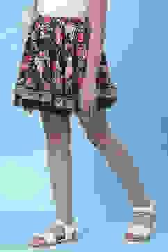 Black Rayon Flared Printed Skirt image number 3