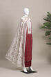 Red Cotton Printed Embroidered Unstitched Suit Set image number 4