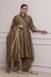Brown Cotton Anarkali Yarndyed Suit Set image number 0