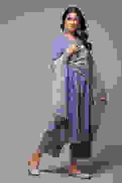 Sky Blue Cotton Straight Yarndyed 3 Piece Set image number 4