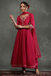 Cream-Toned Silk Chanderi Floral Anarkali Suit Set image number 3
