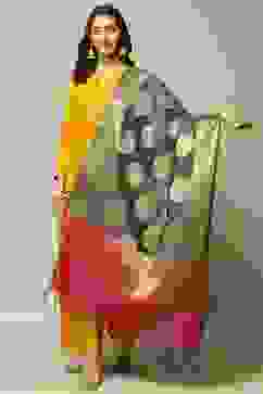 Grey Art Silk Yarndyed Dupatta image number 0