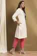 Cream-Colored Acrylic Winter wear Straight Kurta image number 4