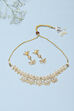 Gold Pearl Brass Necklace Set image number 2