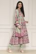 Light Pink Cotton Printed Anarkali Suit Set image number 5