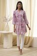 Pink Printed Straight Short Kurta image number 5