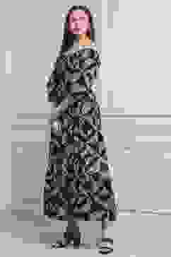 Black Cotton Printed Tiered Dress image number 2