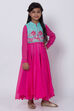 Pink Cotton Anarkali Kurta Churidar Suit Set image number 3