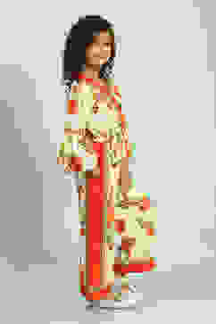 Cream-Colored and Rust Floral Straight Jumpsuit image number 4