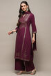 Wine Cambric Relaxed Kurta Palazzo Suit Set