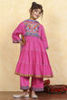 Pink Cotton Solid Tiered Suit Set image number 5