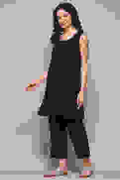 Carbon Black LIVA Straight Printed Suit Set image number 7