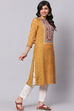 Mustard Straight Rayon Kurta image number 3