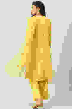 Mustard Viscose Straight Kurta Palazzo Suit Set image number 3