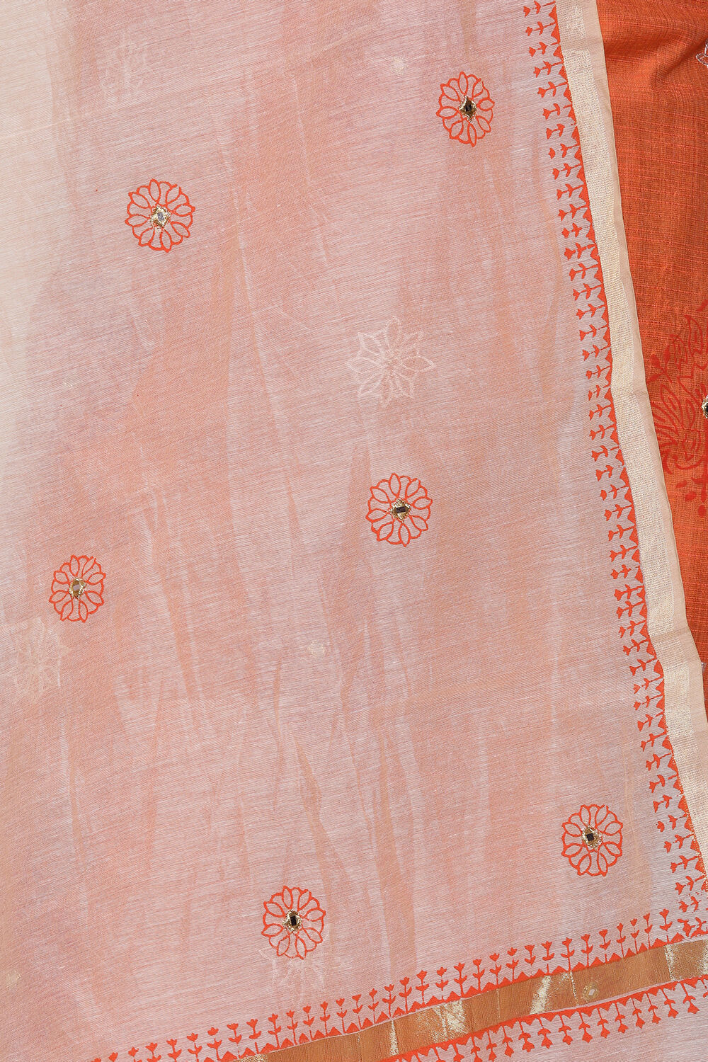 Off White Silk Blend Hand Embroidered Unstitched Suit Set image number 1