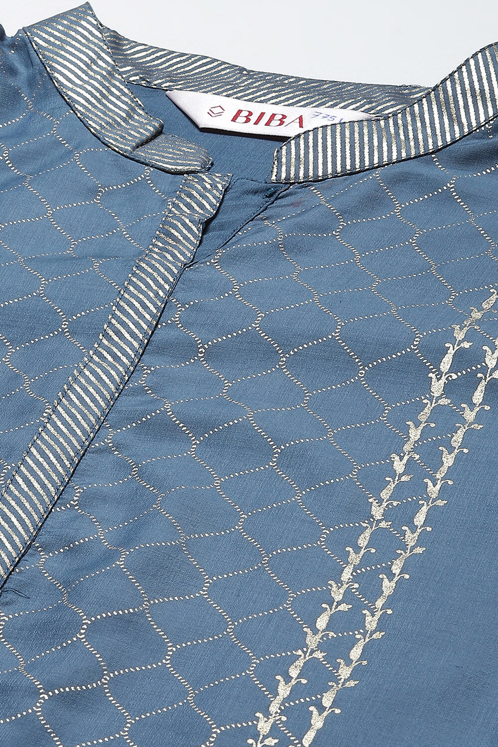 Sky Blue Printed Straight Kurta Salwar Suit Set image number 1