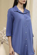 Dusk Blue Cotton Blend Solid Straight Shirt Style Kurti image number 1
