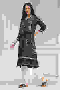 Teal Floral Printed Straight Kurta image number 2