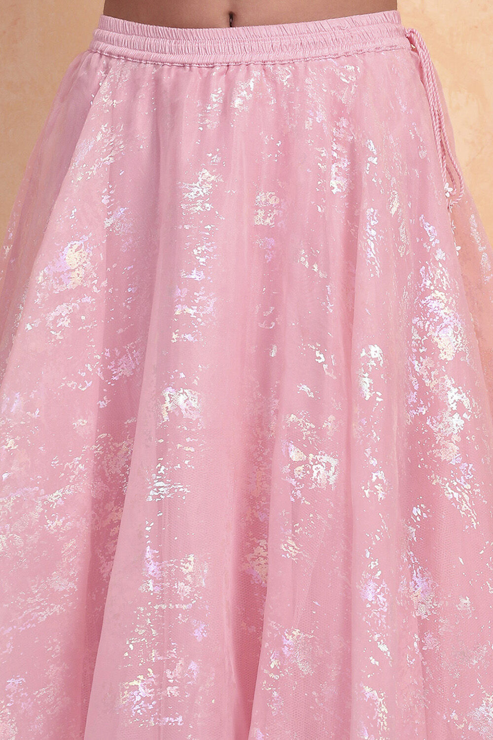 Pink Viscose Printed Flared Lehenga Set image number 8