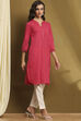Pink Cotton Blend Solid Straight Kurta image number 4