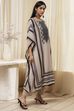 Beige and Black Printed Kaftan-Style Kurta Set image number 6